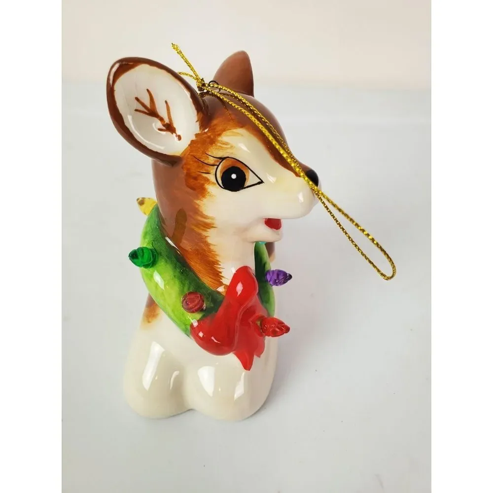 Mr.‎ Christmas Light Up Reindeer Ceramic Ornament Holiday Tree Decor